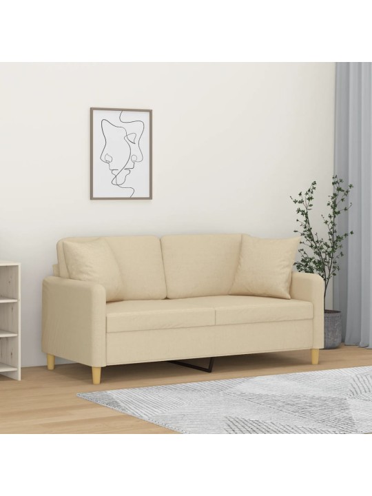 Divvietīgs dīvāns ar spilveniem, krēmkrāsas, 140 cm, audums
