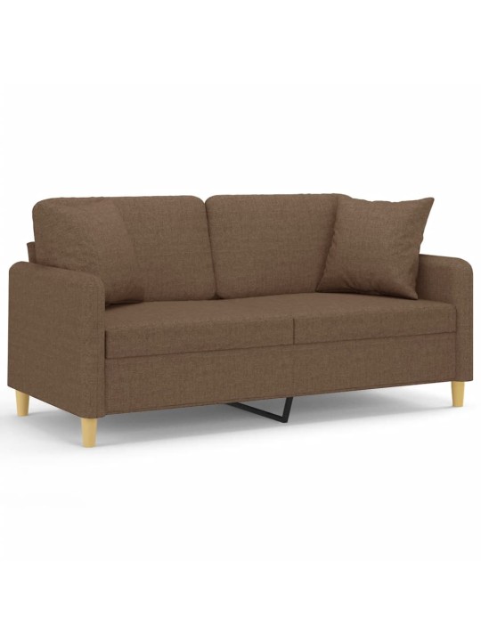 Divvietīgs dīvāns ar spilveniem, brūns, 140 cm, audums