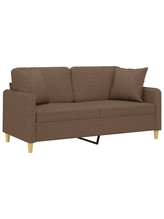 Divvietīgs dīvāns ar spilveniem, brūns, 140 cm, audums