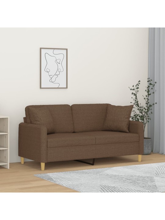Divvietīgs dīvāns ar spilveniem, brūns, 140 cm, audums