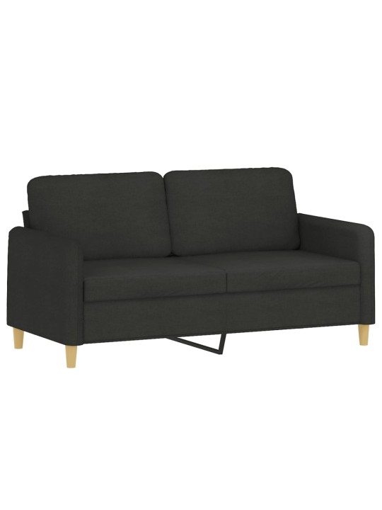 Divvietīgs dīvāns ar spilveniem, melns, 140 cm, audums