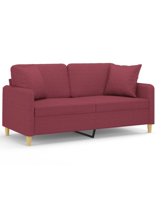 Divvietīgs dīvāns ar spilveniem, vīnsarkans, 140 cm, audums