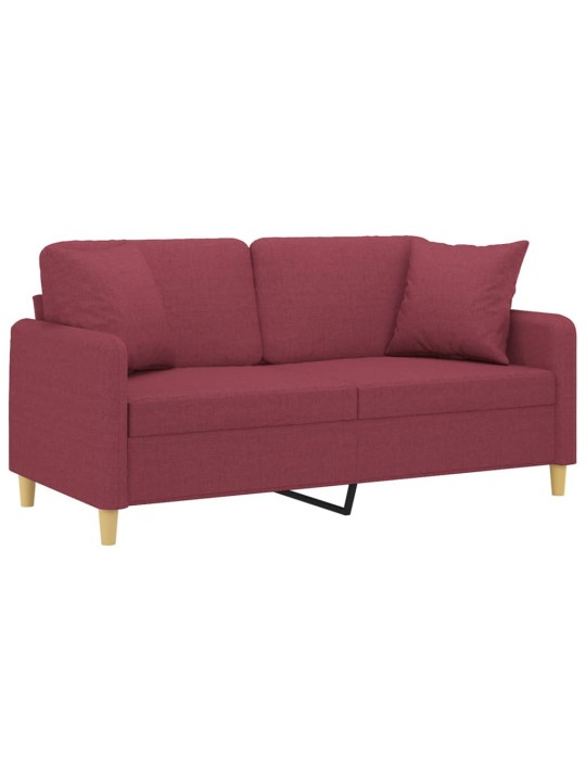 Divvietīgs dīvāns ar spilveniem, vīnsarkans, 140 cm, audums