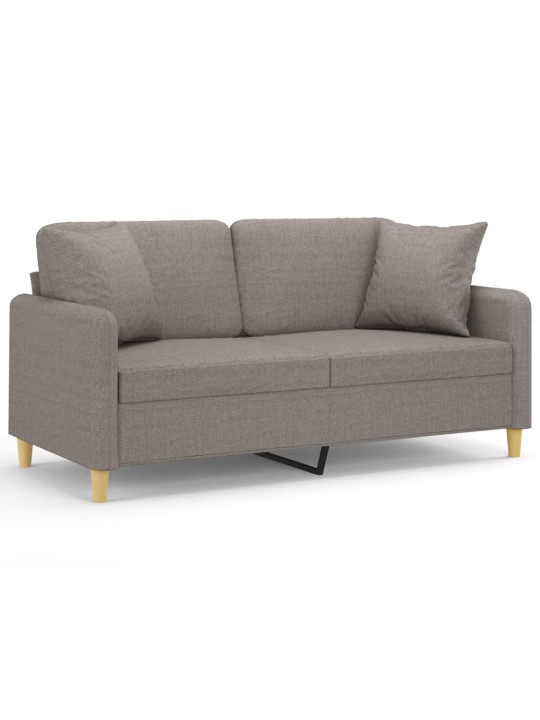 Divvietīgs dīvāns ar spilveniem, pelēkbrūns, 140 cm, audums
