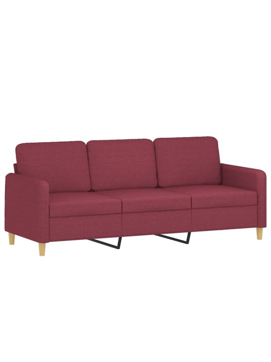 Trīsvietīgs dīvāns ar spilveniem, vīnsarkans, 180 cm, audums