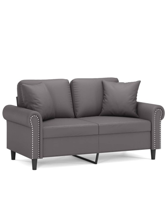 Divvietīgs dīvāns ar spilveniem, pelēks, 120 cm, mākslīgā āda