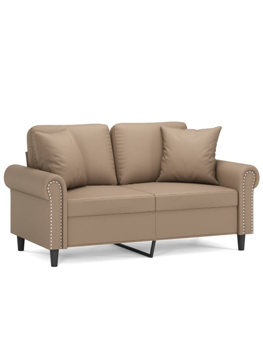 Divvietīgs dīvāns ar spilveniem, kapučīno, 120 cm, mākslīgā āda