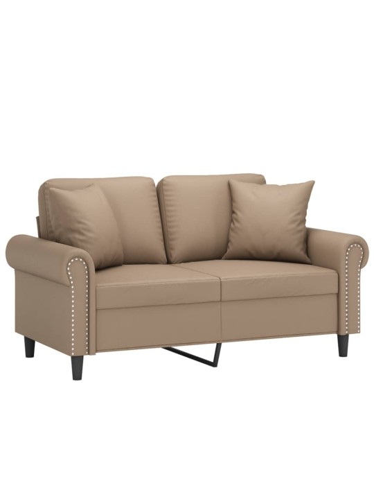 Divvietīgs dīvāns ar spilveniem, kapučīno, 120 cm, mākslīgā āda