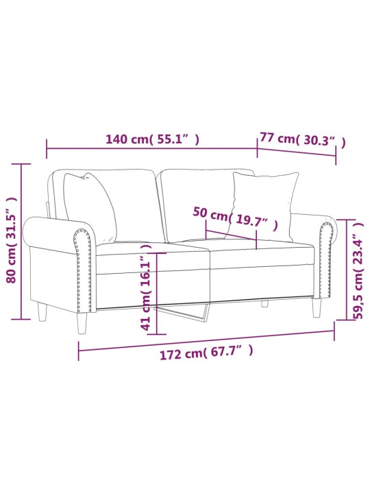 Divvietīgs dīvāns, spilveni, vīnsarkans, 140 cm, mākslīgā āda