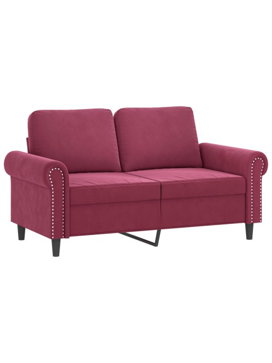 Divvietīgs dīvāns ar spilveniem, vīnsarkans, 120 cm, samts
