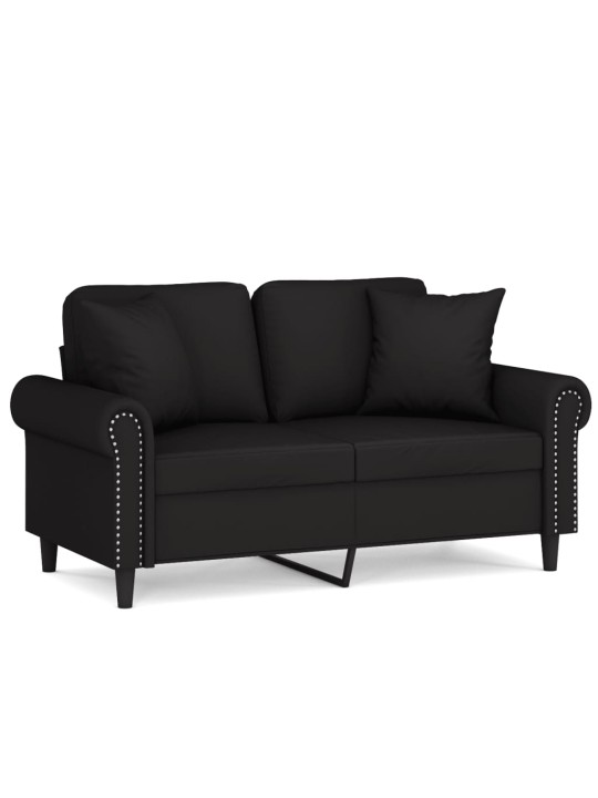 Divvietīgs dīvāns ar spilveniem, melns, 120 cm, samts