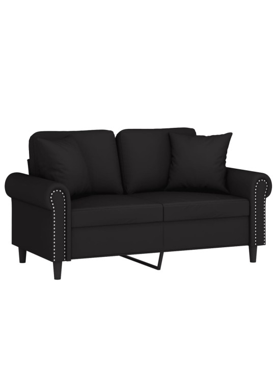 Divvietīgs dīvāns ar spilveniem, melns, 120 cm, samts