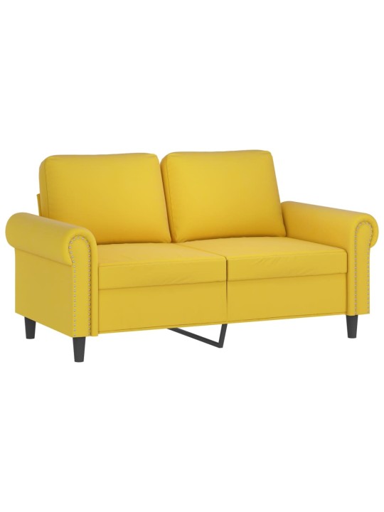 Divvietīgs dīvāns ar spilveniem, dzeltens, 120 cm, samts