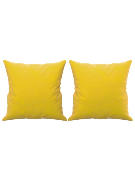 Divvietīgs dīvāns ar spilveniem, dzeltens, 120 cm, samts