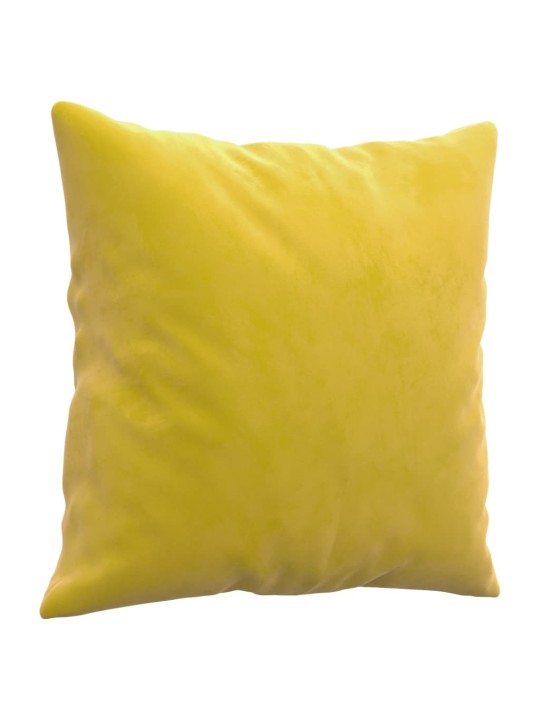 Divvietīgs dīvāns ar spilveniem, dzeltens, 120 cm, samts