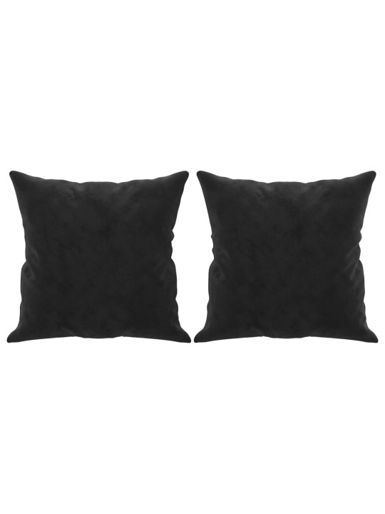 Divvietīgs dīvāns ar spilveniem, melns, 140 cm, samts