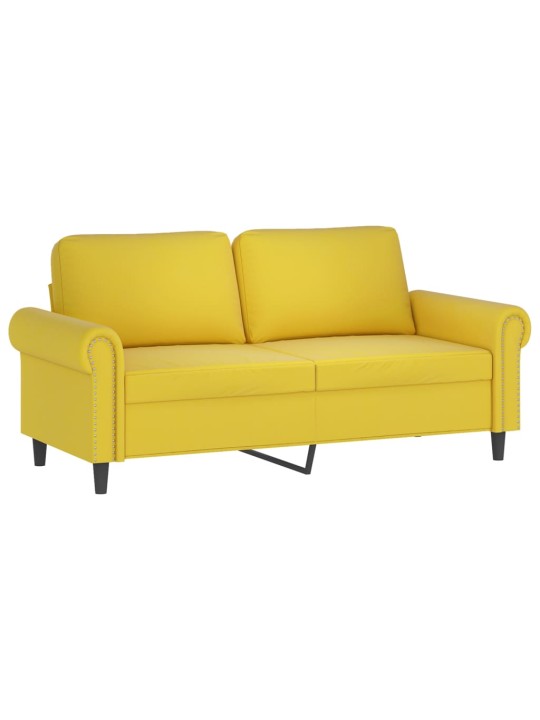 Divvietīgs dīvāns ar spilveniem, dzeltens, 140 cm, samts