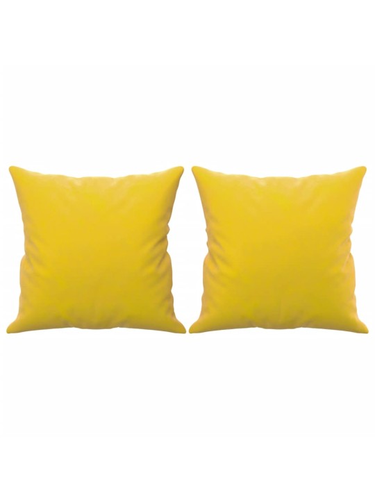 Divvietīgs dīvāns ar spilveniem, dzeltens, 140 cm, samts