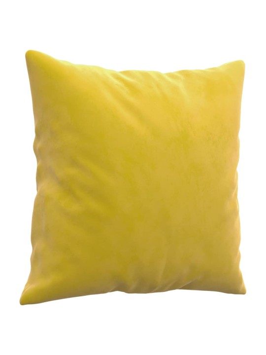 Divvietīgs dīvāns ar spilveniem, dzeltens, 140 cm, samts