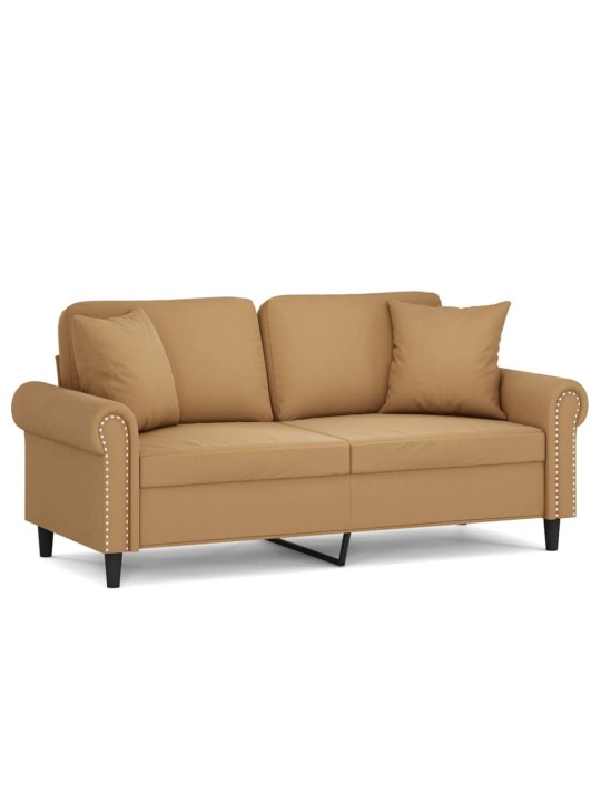 Divvietīgs dīvāns ar spilveniem, brūns, 140 cm, samts