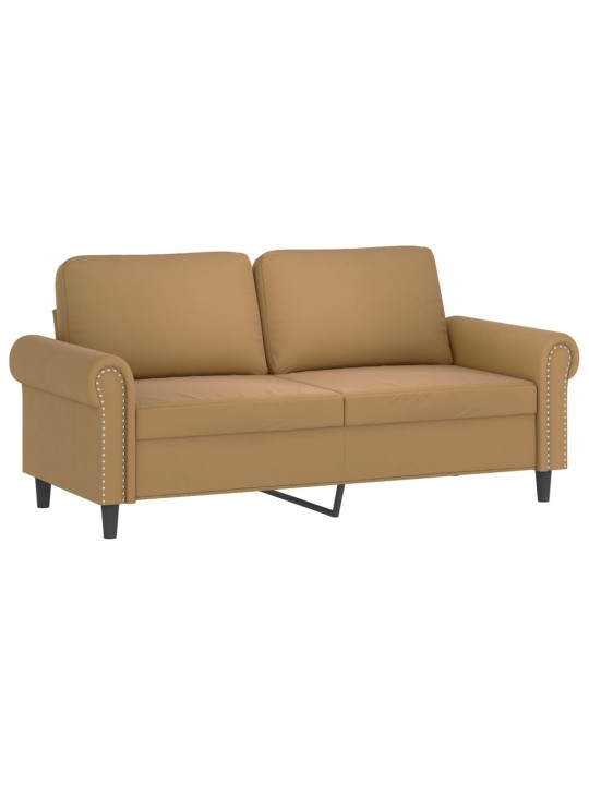Divvietīgs dīvāns ar spilveniem, brūns, 140 cm, samts