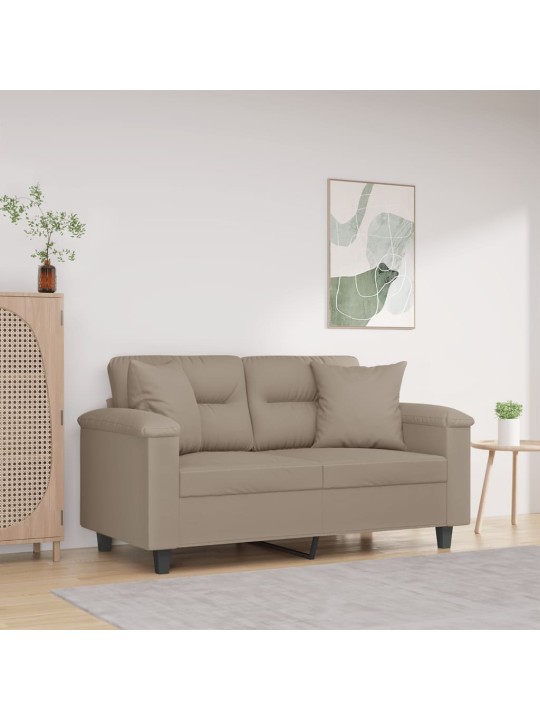 Divvietīgs dīvāns ar spilveniem, pelēkbrūns, 120 cm, audums