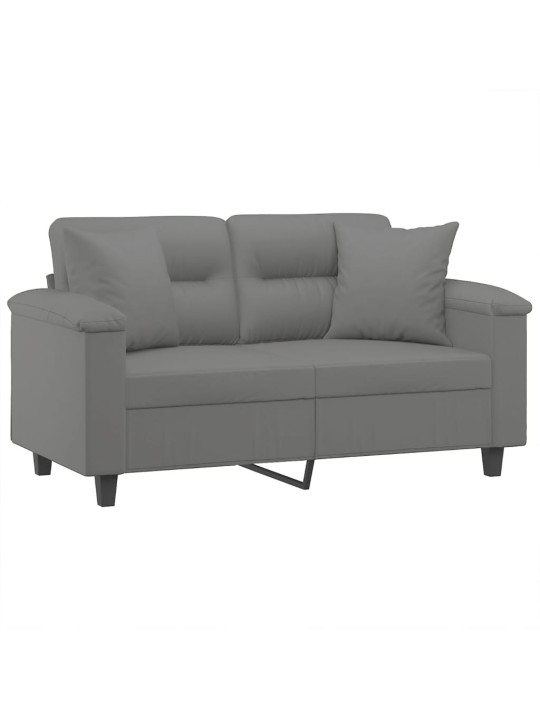 Divvietīgs dīvāns ar spilveniem, tumši pelēks, 120 cm, audums