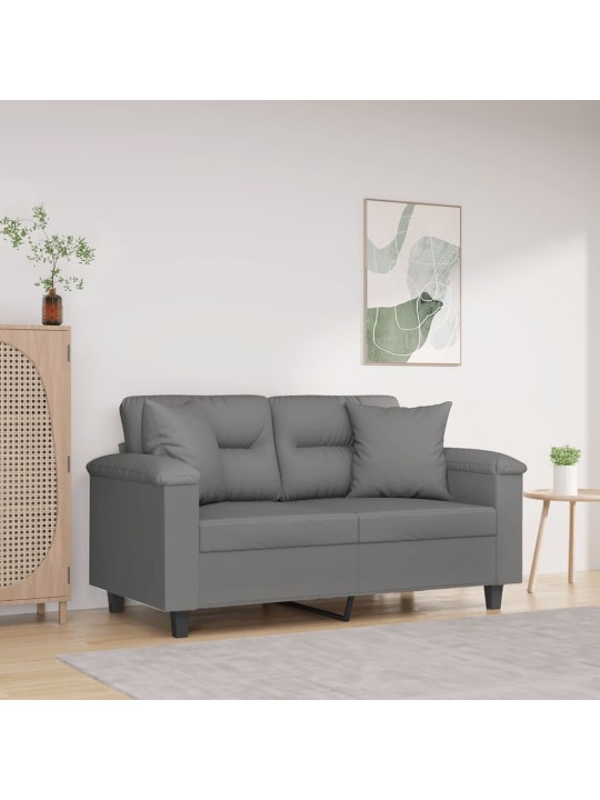 Divvietīgs dīvāns ar spilveniem, tumši pelēks, 120 cm, audums