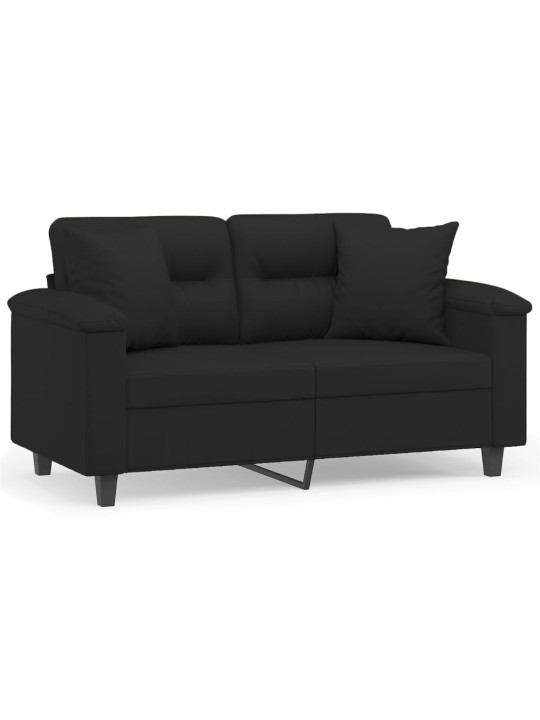 Divvietīgs dīvāns ar spilveniem, melns, 120 cm, audums