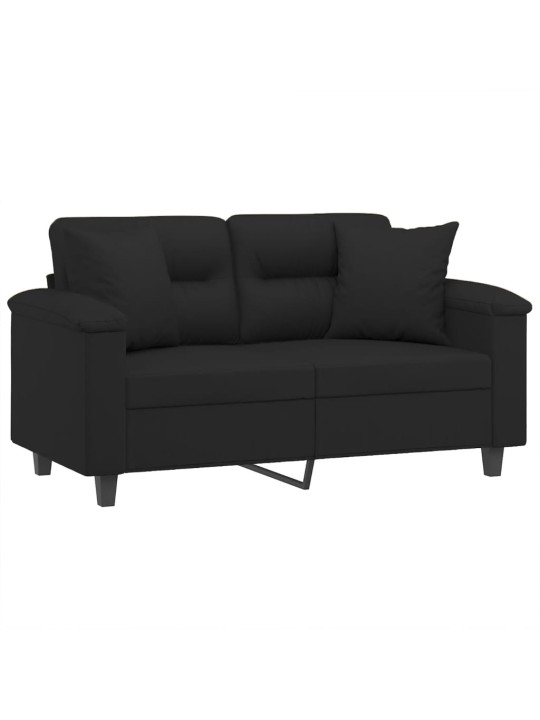 Divvietīgs dīvāns ar spilveniem, melns, 120 cm, audums