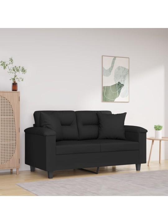Divvietīgs dīvāns ar spilveniem, melns, 120 cm, audums