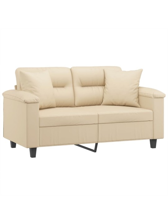 Divvietīgs dīvāns ar spilveniem, krēmkrāsas, 120 cm, audums