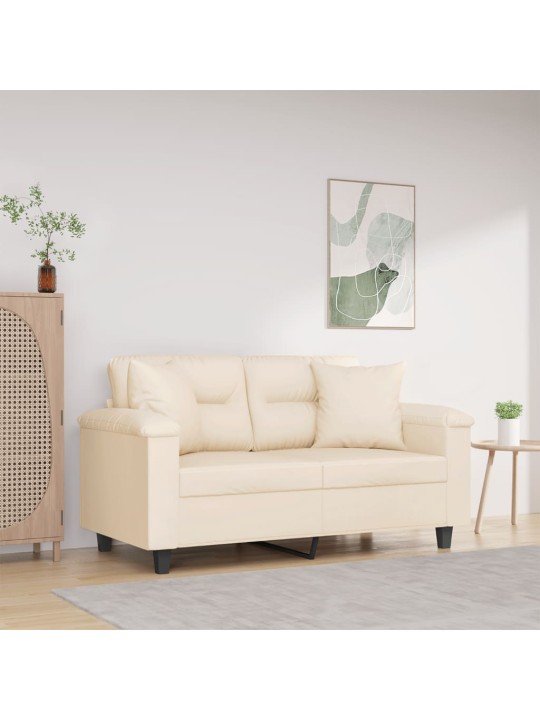 Divvietīgs dīvāns ar spilveniem, bēšs, 120 cm, audums