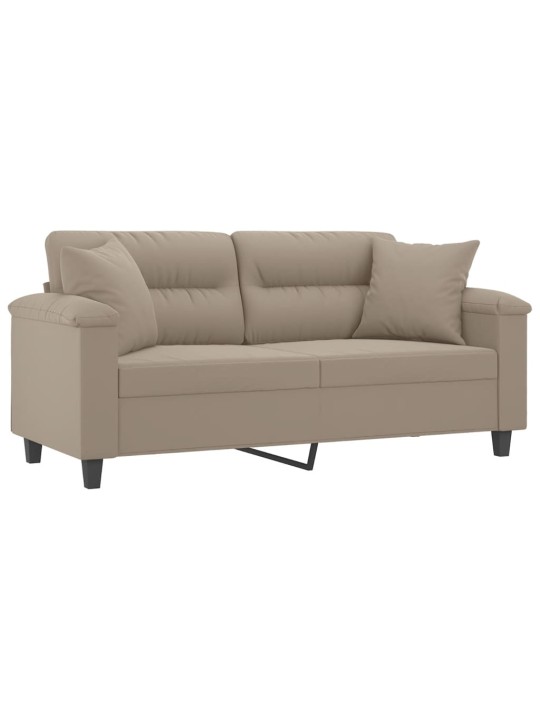 Divvietīgs dīvāns ar spilveniem, pelēkbrūns, 140 cm, audums