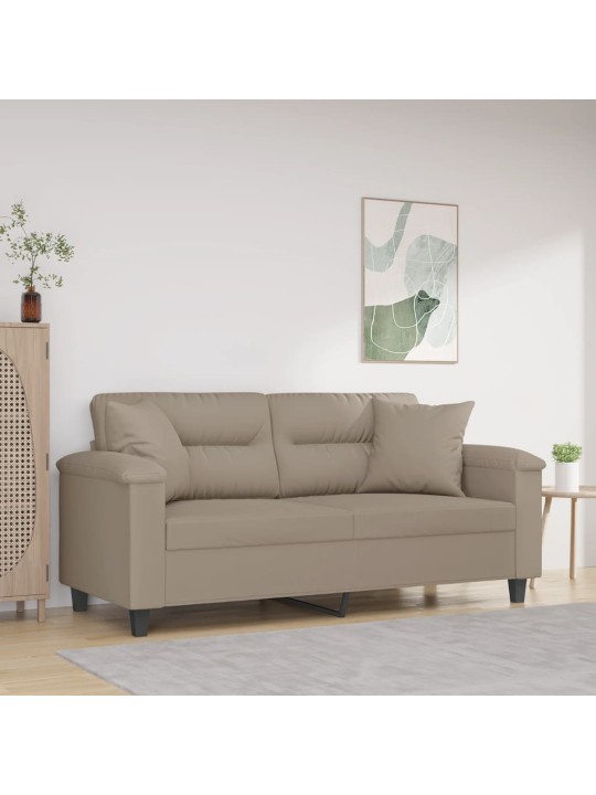 Divvietīgs dīvāns ar spilveniem, pelēkbrūns, 140 cm, audums