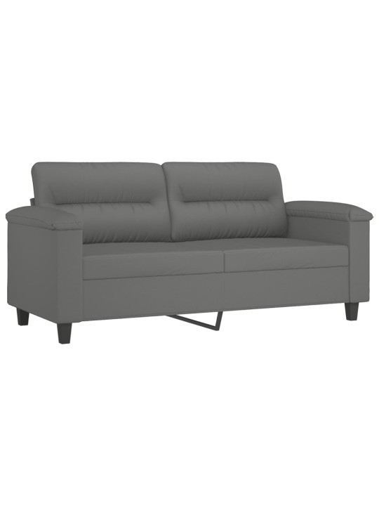 Divvietīgs dīvāns ar spilveniem, tumši pelēks, 140 cm, audums