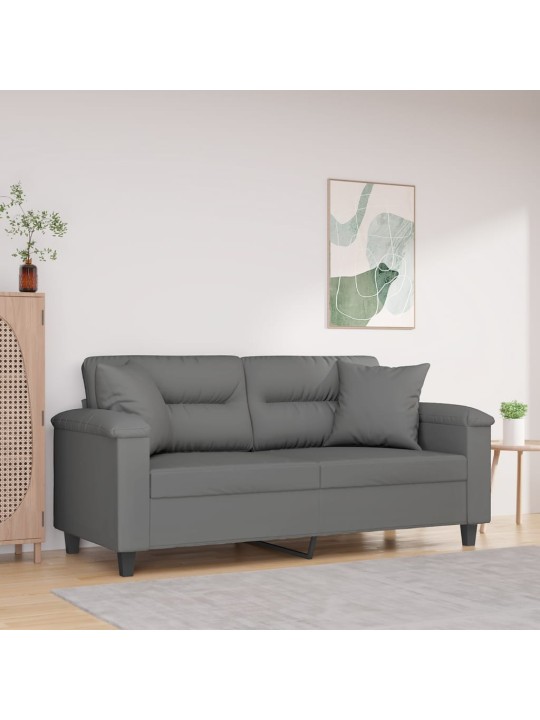 Divvietīgs dīvāns ar spilveniem, tumši pelēks, 140 cm, audums
