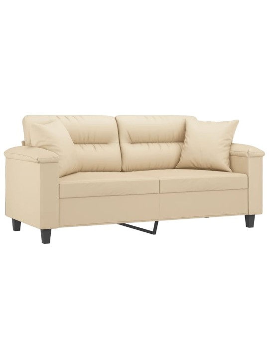 Divvietīgs dīvāns ar spilveniem, krēmkrāsas, 140 cm, audums
