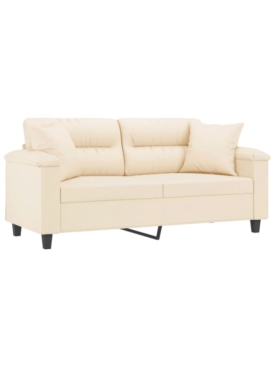 Divvietīgs dīvāns ar spilveniem, bēšs, 140 cm, audums