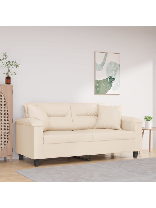 Divvietīgs dīvāns ar spilveniem, bēšs, 140 cm, audums