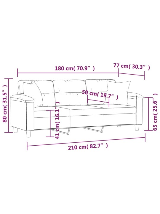 Trīsvietīgs dīvāns ar kājsoliņu, krēmkrāsas, 180 cm, audums