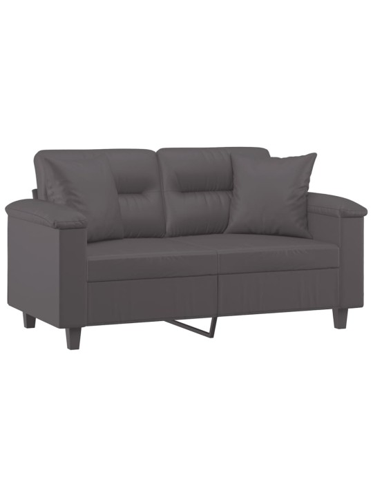 Divvietīgs dīvāns ar spilveniem, pelēks, 120 cm, mākslīgā āda
