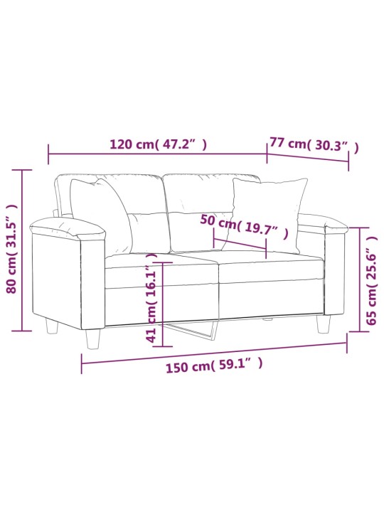 Divvietīgs dīvāns, spilveni, vīnsarkans, 120 cm, mākslīgā āda