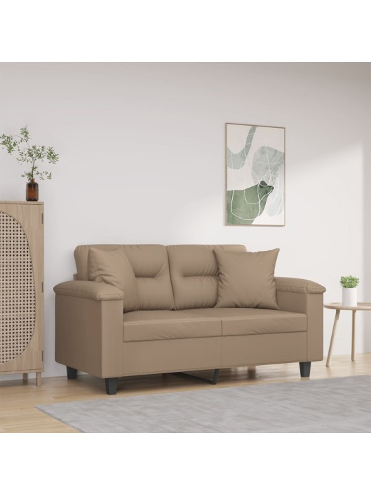 Divvietīgs dīvāns ar spilveniem, kapučīno, 120 cm, mākslīgā āda
