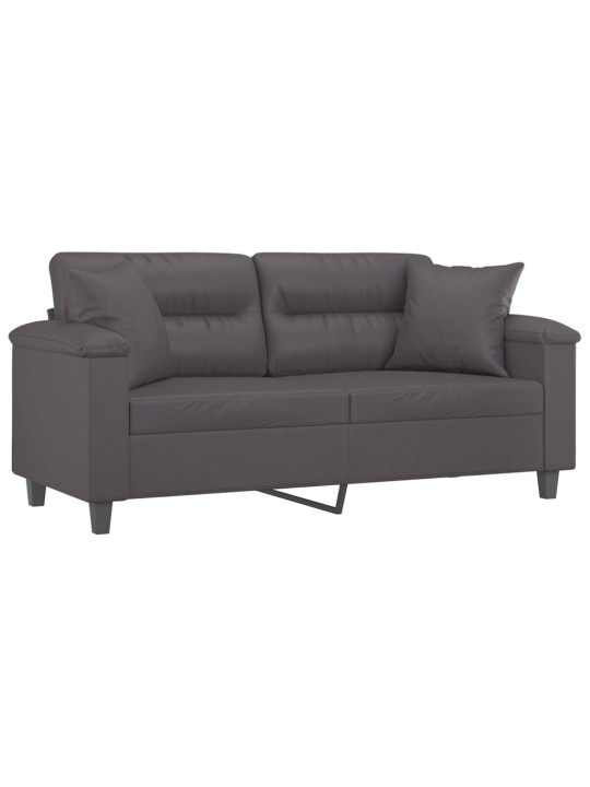 Divvietīgs dīvāns ar spilveniem, pelēks, 140 cm, mākslīgā āda