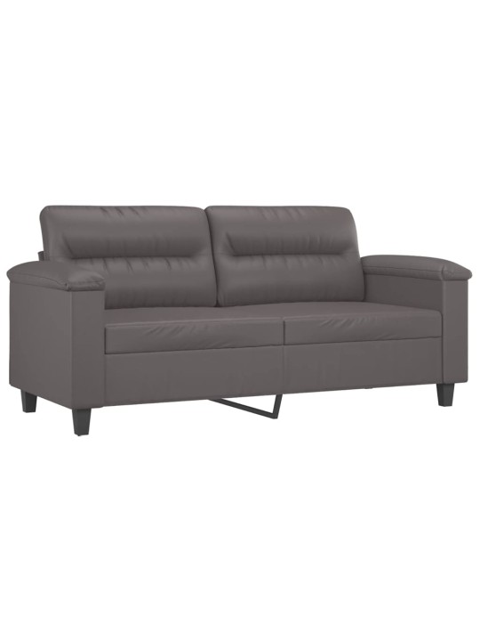 Divvietīgs dīvāns ar spilveniem, pelēks, 140 cm, mākslīgā āda
