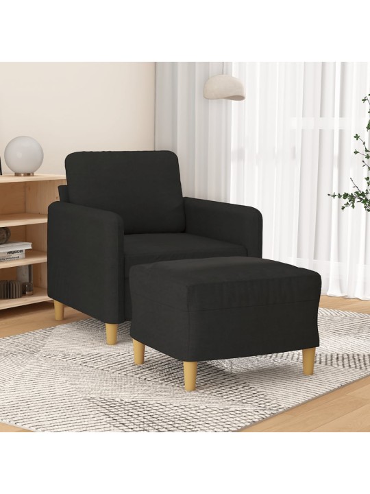 Atpūtas krēsls ar kājsoliņu, 60 cm, melns audums