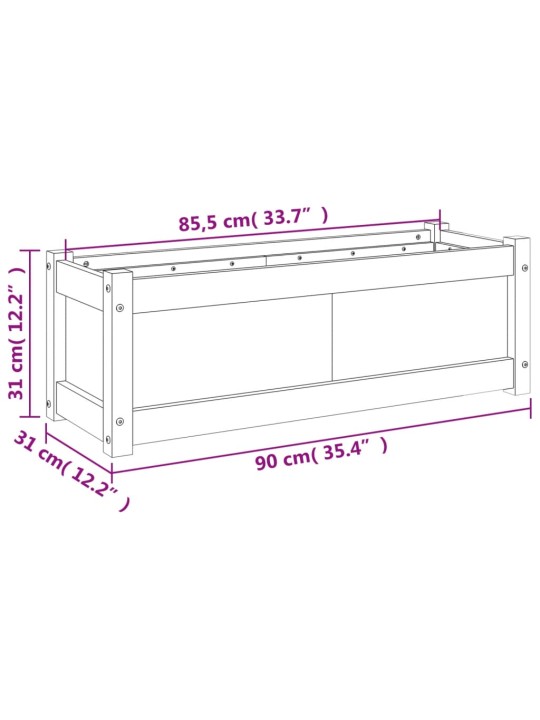 Dārza puķu kaste, 90x31x31 cm, impregnēts priedes koks