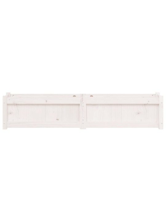 Dārza puķu kaste, balta, 150x31x31 cm, priedes masīvkoks