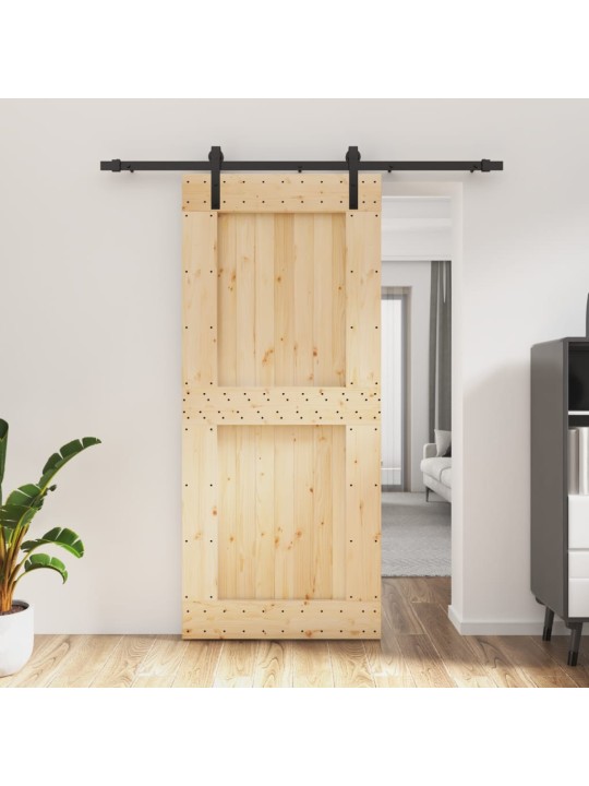 Bīdāmās durvis ar stiprinājumiem, 90x210 cm, priedes masīvkoks